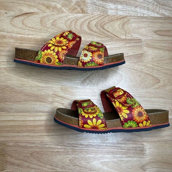 Elefanten Girl’s Bright Sunflower Slip on Double Strap Buckle Sandals, Size 31 - Picture 3 of 8